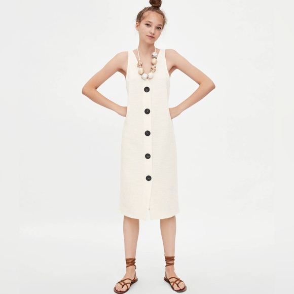 Zara Button Front Midi Dress - Picture 2 of 9